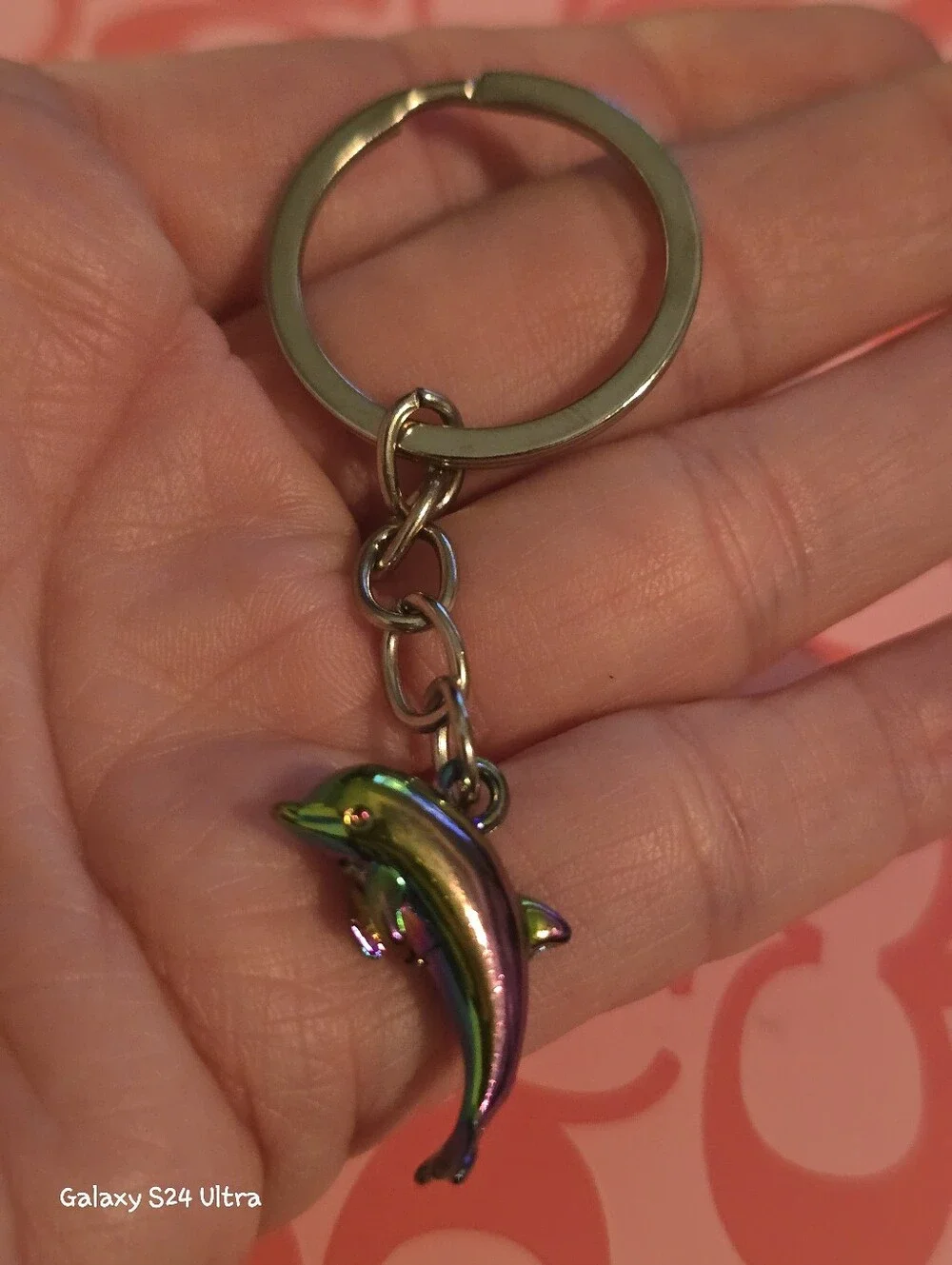 Tiny Rainbow Metallic Dolphin Bag Charm/ Keychain NEW